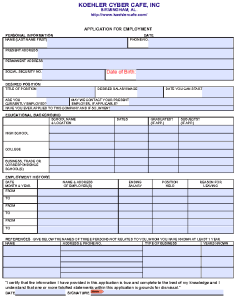 Cafe Employment Application